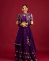 Royal Purple Buta Patterned Lehenga with Floral Embroidered Blouse